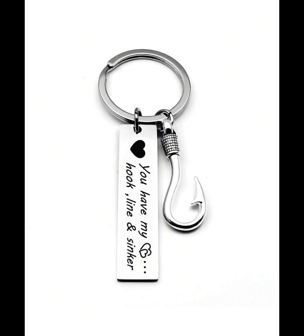 3/$25 You Have My Heart... Line Hook And Sinker Stainless Steel Keychain NEW